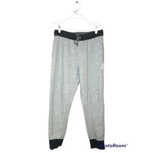 Men's Reebok Light Dark Grey Fleece Lined Drawstrings Sweatpants Joggers Size M